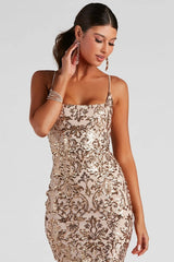 Sequin Spaghetti Strap Backless Mini Dress