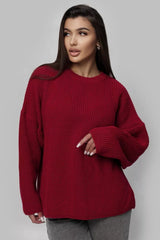 Casual Crew Neck Loose Solid Sweater