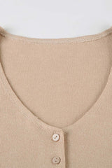 Deep V-Neck Buttoned Sweater Dress