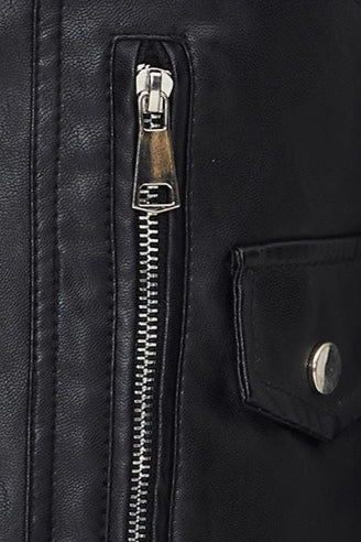 Short PU Leather Zip Jacket