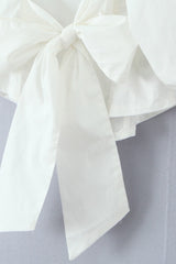 Corset Back Bow Puff Sleeve Blouse