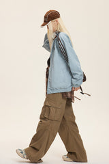 Reversible Stand Collar Colorblock Jacket