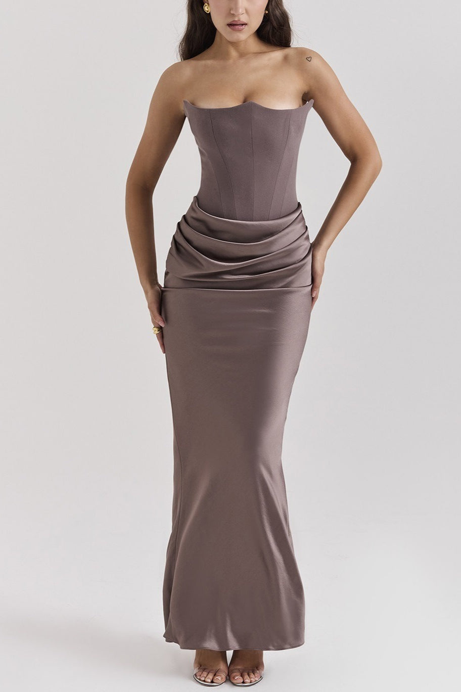 Chic Corset Backless Bodycon Formal Dress S / Grey