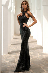 Sequin Mermaid Gown Formal Dress S / Black