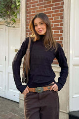 Cable Knit Round Neck Knit Top