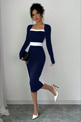 Color Block Panel Bodycon Cocktail Dress