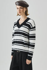 Oversized Striped V-Neck Sweater