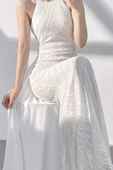 Halter Sequin Mermaid Maxi Dress