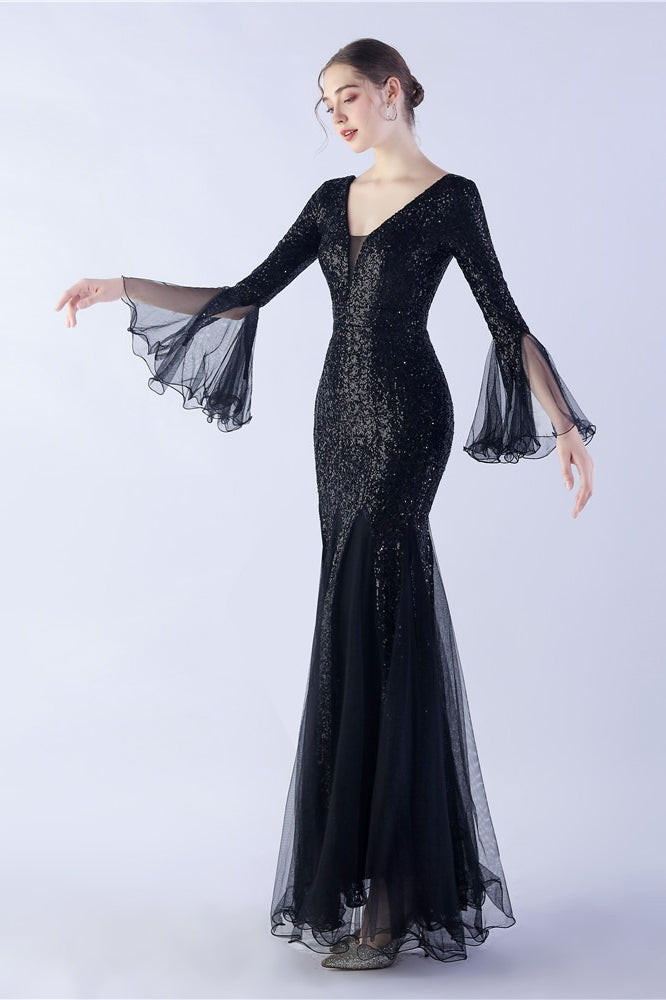 Sequin Ruffled Mesh Party Dress