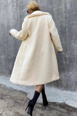 Faux Shearling Double Breasted Overcoat