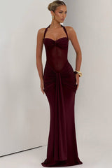Mesh Panel Sash Maxi Dress