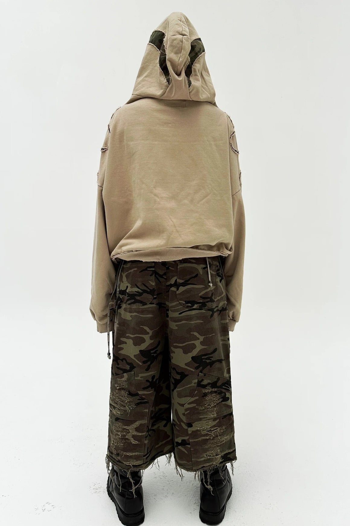 Y2K Street Style Drawstring Patch Hoodie