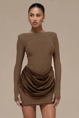 Solid Color Ruched Bodycon Dress