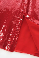 High Waist Sequin Slit Bodycon Skirt