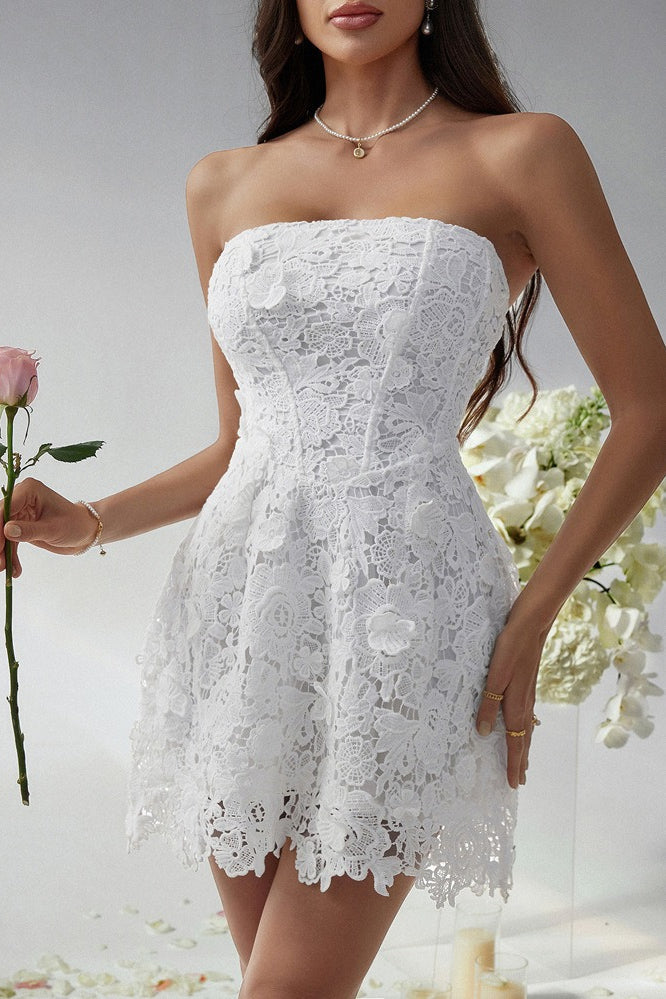 Solid Bustier Embroidered Cocktail Dress