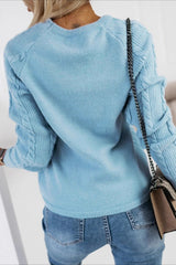Letter Embroidered Knit Pullover Sweater