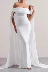 Strapless Cape Long Formal Dress
