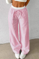 Stripe Plaid Pattern Knit Pants