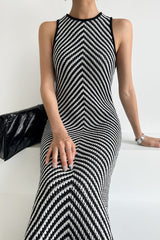 Sleeveless Striped Knit Sweater Dress