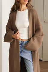 Draped Open Front Knit Overcoat