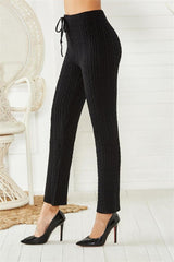 Cable Knit Wool Slim Fit Stretch Knit Pants
