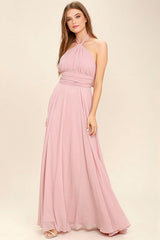 Chiffon Halter Ruched Gown Formal Dress