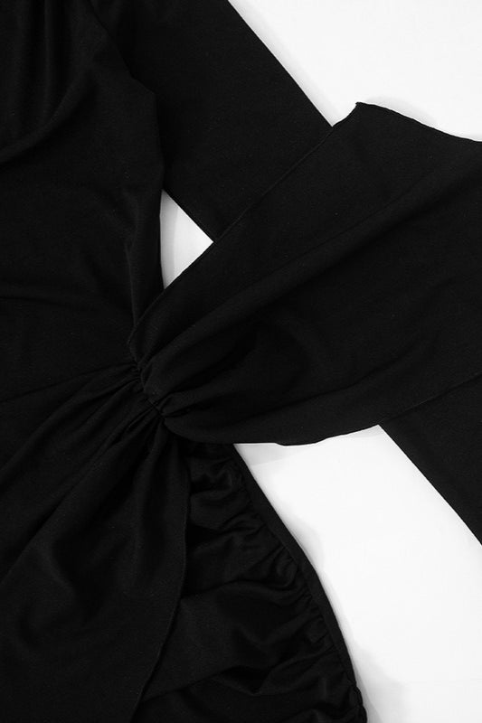 Draped Side Ruching High Waist Cocktail Dress