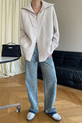 Double Zipper Shawl Collar Sweater