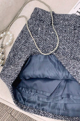 Embroidered Tweed Back Vent Skirt