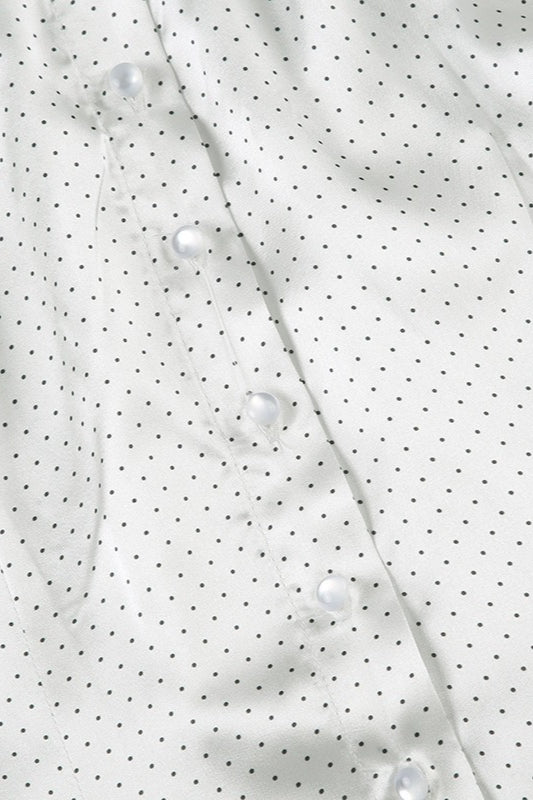 Satin Polka Dot Short Sleeve Blouse