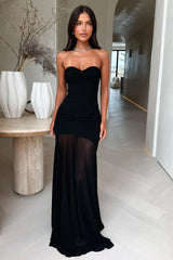 Sheer Mesh Off Shoulder Maxi Dress