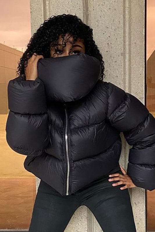 Oversized Snapshot Neck Warmer Puffer Jacket