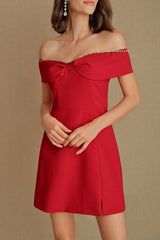 Off Shoulder Butterfly Embellished Bodycon Dress