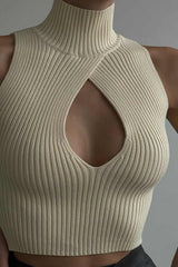 Ribbed Cutout Knit Top