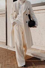 Solid Color Double Breast Lapel Overcoat