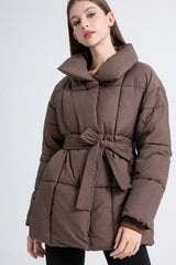 Longline Design Puffer Jacket M / Brown