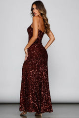 Sequin One Strap Slit Formal Dress