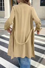 Casual Waist Tie Single Breasted Overcoat