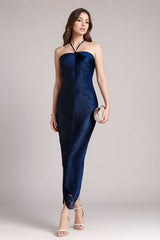 Fringe Halter High Slit Maxi Dress