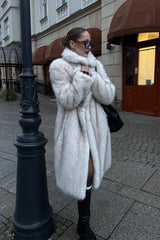 Plush Fox Faux Fur Long Overcoat