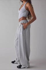 Long Embroidered Relaxed Knit Pants