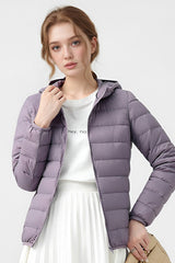 Lightweight Slim Fit Hooded Puffer Jacket S / Purple