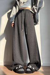 Solid Plush Wool Curved Knit Pants