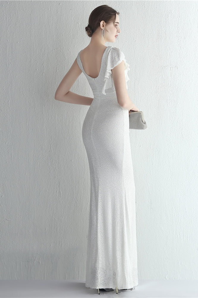 Glitter High Neck Mermaid Slit Formal Dress