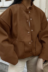 Thick Wool Brown Elastic Hem Coat coats