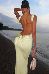 Bow Back Spaghetti Strap Formal Dress