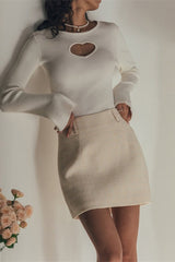 Heart Cutout Slim Fit Knit Sweater