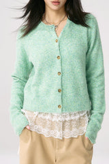 Green Roll Sleeve Cardigan L / Green