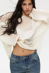 Sheer Mesh Lace Knit Sweater