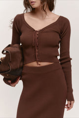 V-Neck Knit Crop Top Sweater Dress